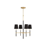 Bryant Small Wrapped Chandelier LIGHTING - chandelier Visual Comfort - Signature Hand-Rubbed Antique Brass and Chocolate Leather 4" x 5.5" x 6" Chocolate Leather