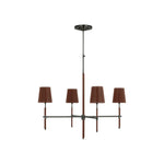 Bryant Large Wrapped Chandelier LIGHTING - chandelier Visual Comfort - Signature Bronze and Saddle Leather 4" x 5.5" x 6" Saddle Leather