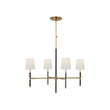 Bryant Large Wrapped Chandelier LIGHTING - chandelier Visual Comfort - Signature Hand-Rubbed Antique Brass and Chocolate Leather 4" x 5.5" x 6" Linen