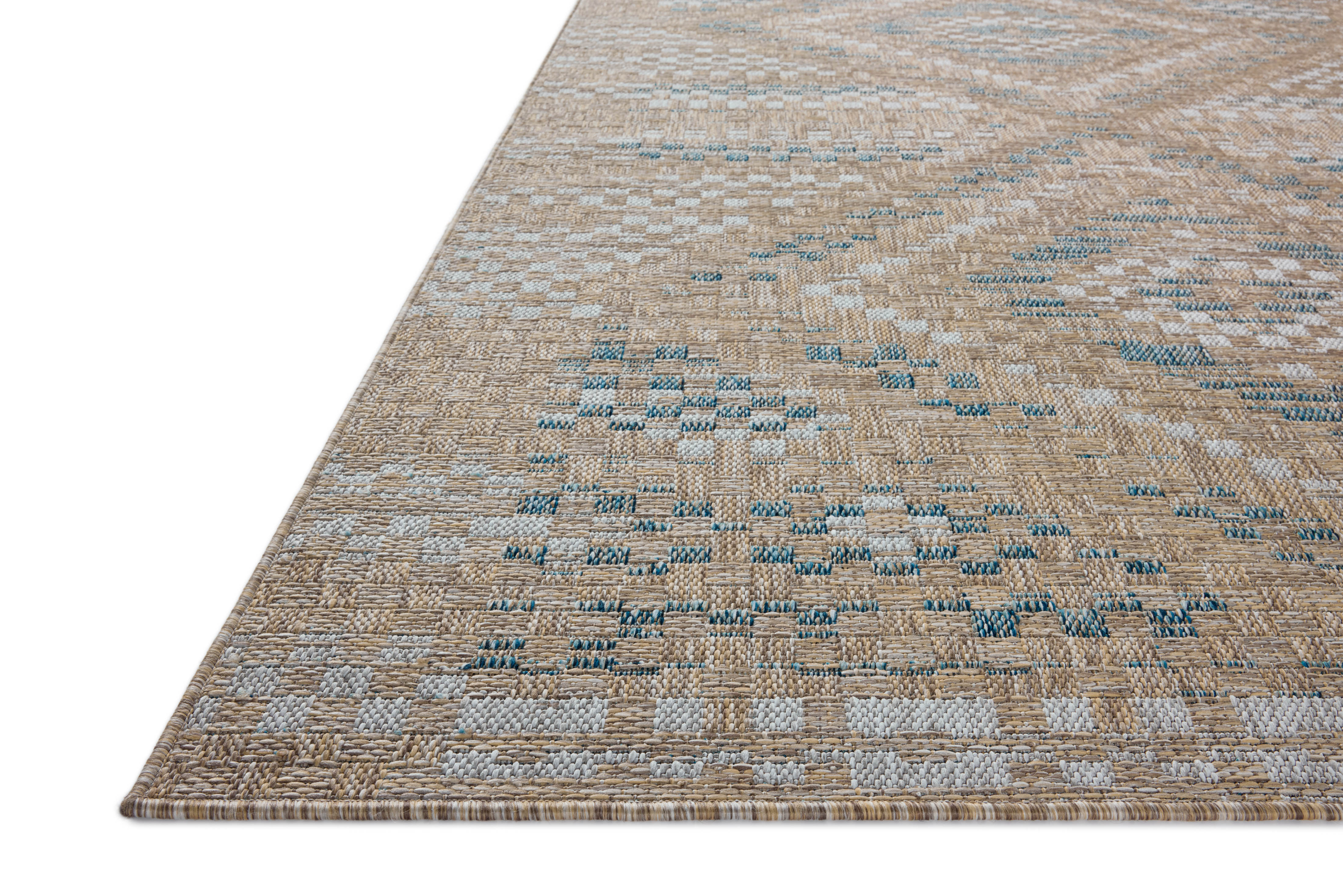 Amber Lewis x Loloi Topanga Natural / Aqua Rug 5-Rugs - indoor/outdoor Loloi