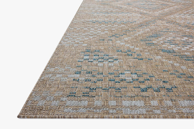Amber Lewis x Loloi Topanga Natural / Aqua Rug 5-Rugs - indoor/outdoor Loloi