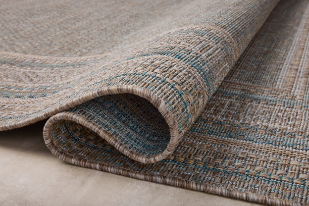 Amber Lewis x Loloi Topanga Natural / Teal Rug 5-Rugs - indoor/outdoor Loloi