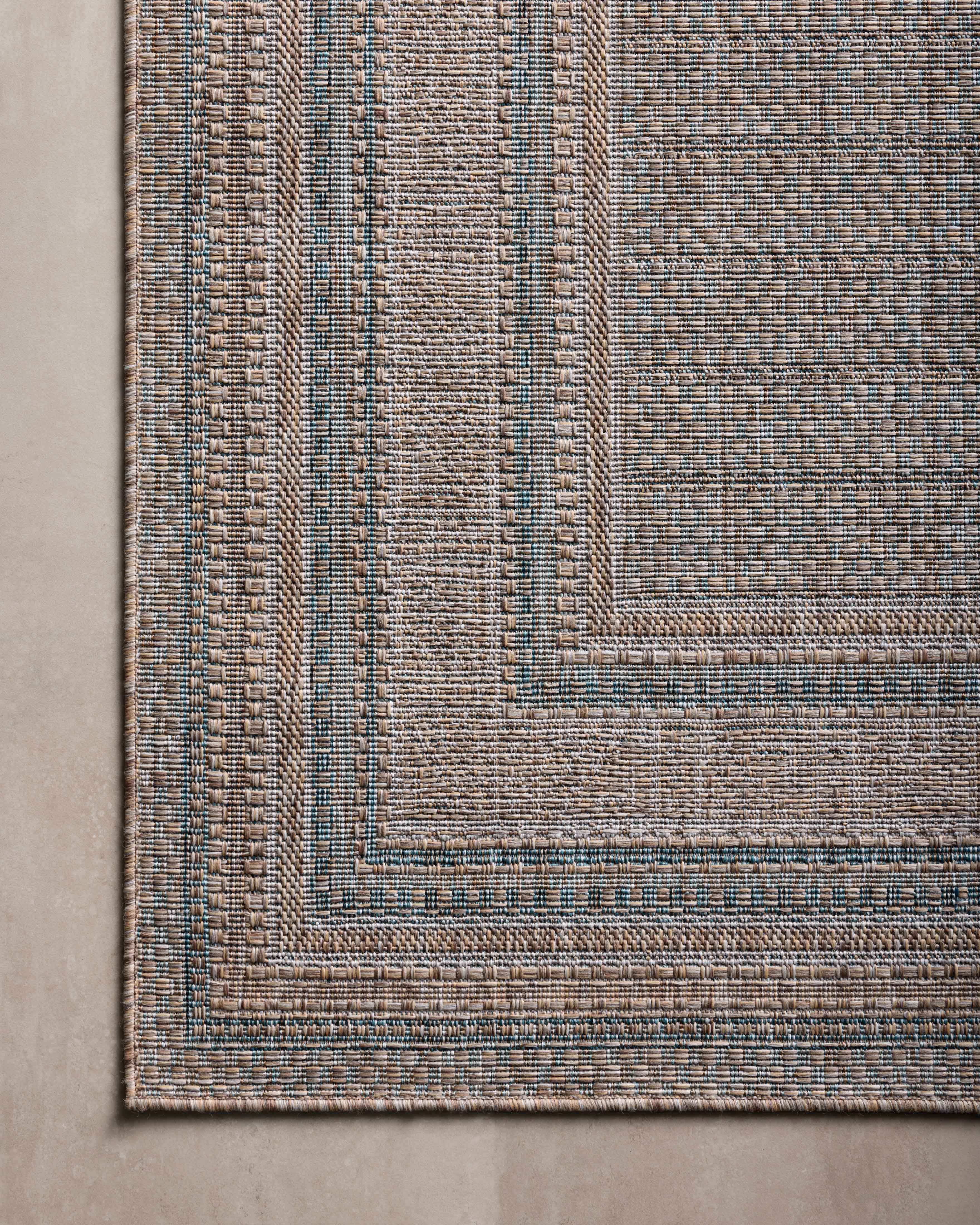 Amber Lewis x Loloi Topanga Natural / Teal Rug 5-Rugs - indoor/outdoor Loloi