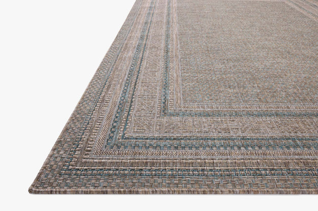 Amber Lewis x Loloi Topanga Natural / Teal Rug 5-Rugs - indoor/outdoor Loloi