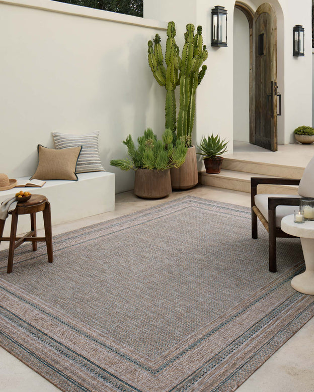 Amber Lewis x Loloi Topanga Natural / Teal Rug 5-Rugs - indoor/outdoor Loloi