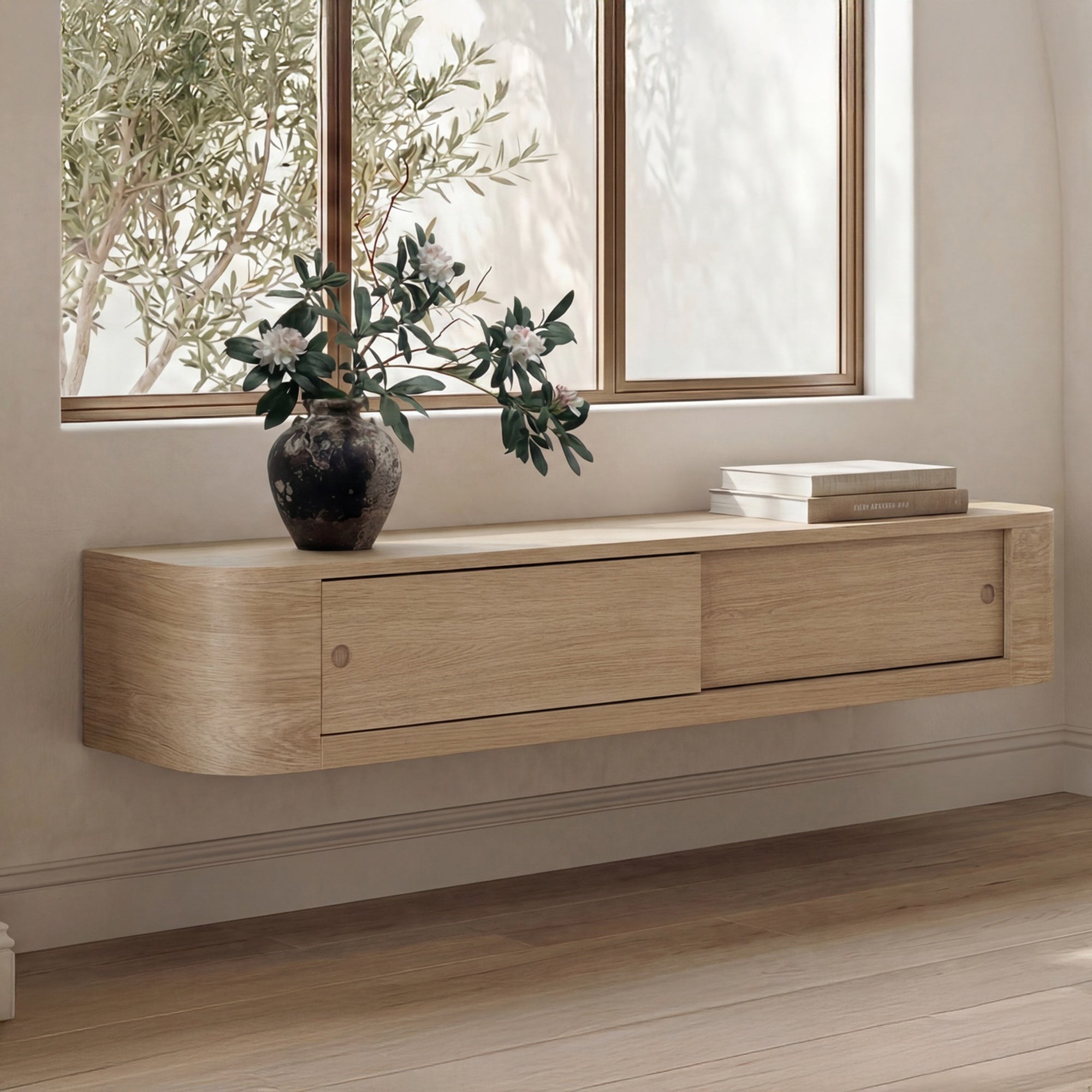 Round Off Floating Console Table FURNITURE - console table Moe's Furniture