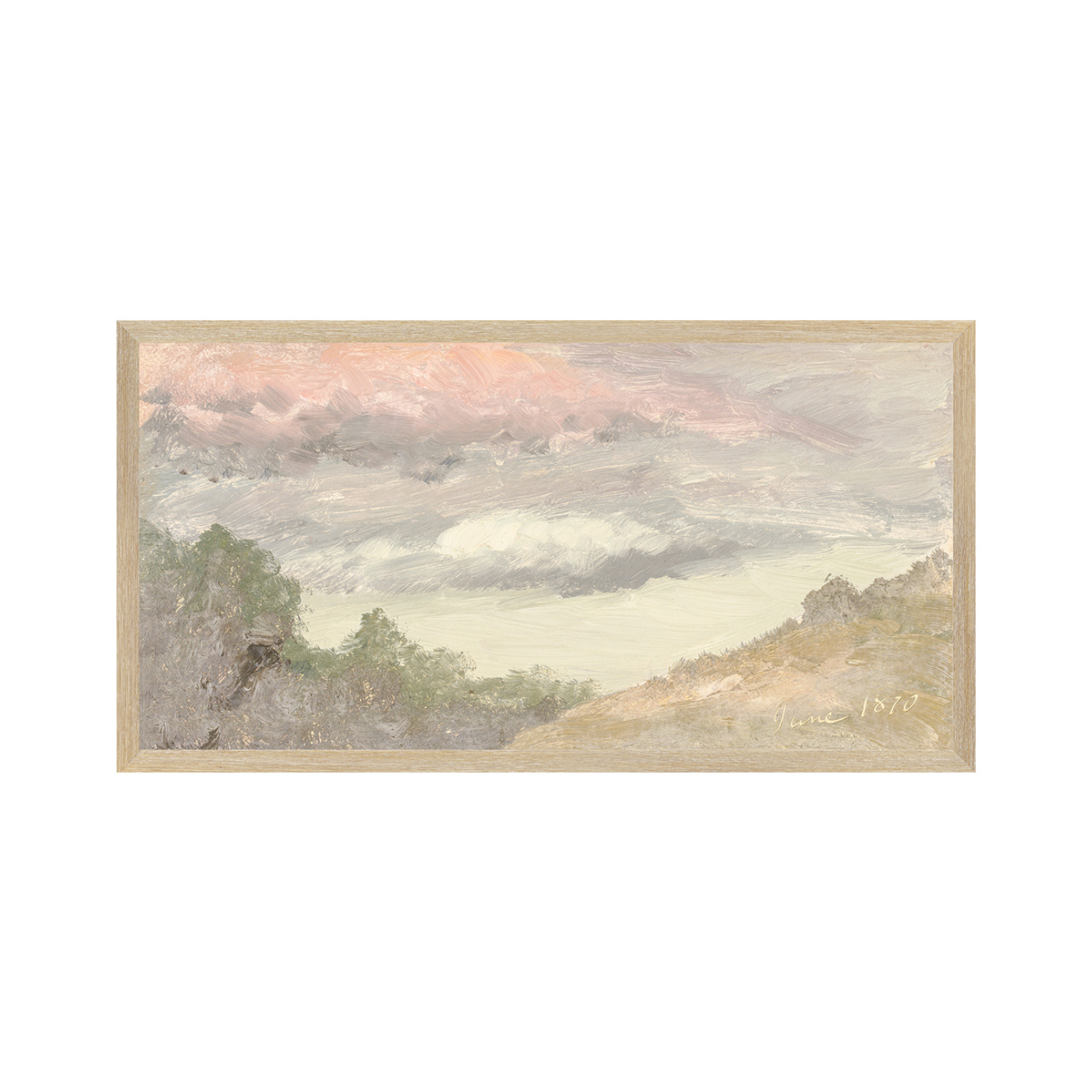 "Hudson River School - Clouds Over Church's Farm 1870" Framed Art Print
