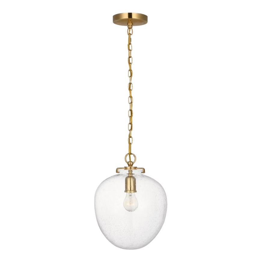 Katie Acorn Pendant LIGHTING - pendant Visual Comfort - Signature Antique Brass Seeded Glass