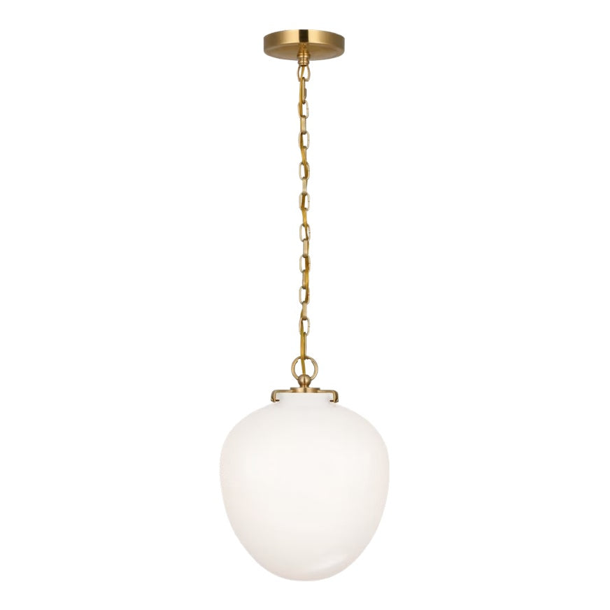 STORE FIXTURE - Katie Acorn Pendant - Antique Brass/White Glass LIGHTING - store fixture Visual Comfort - Signature