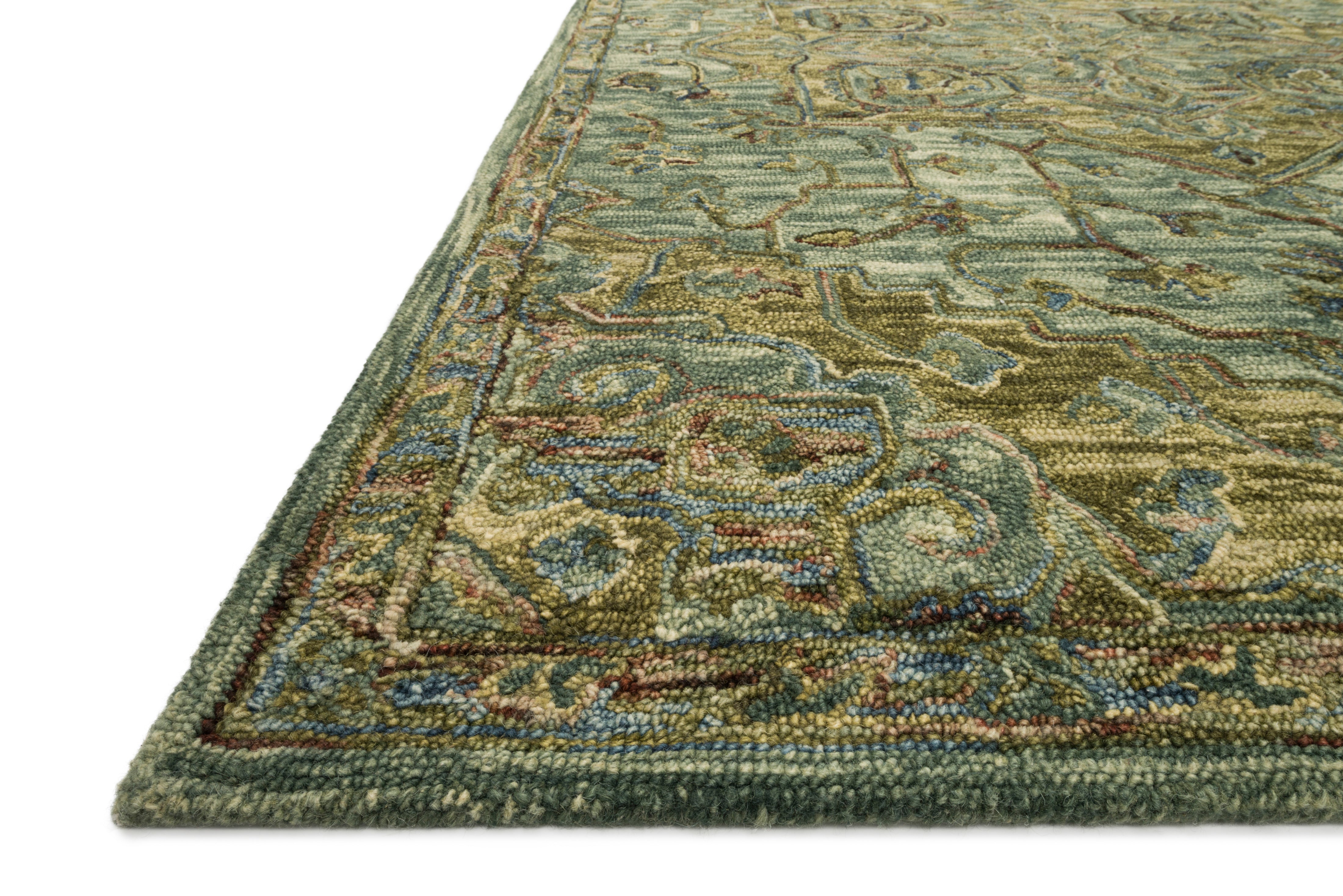Loloi Victoria Dark Green / Tobacco Rug RUGS - wool Loloi