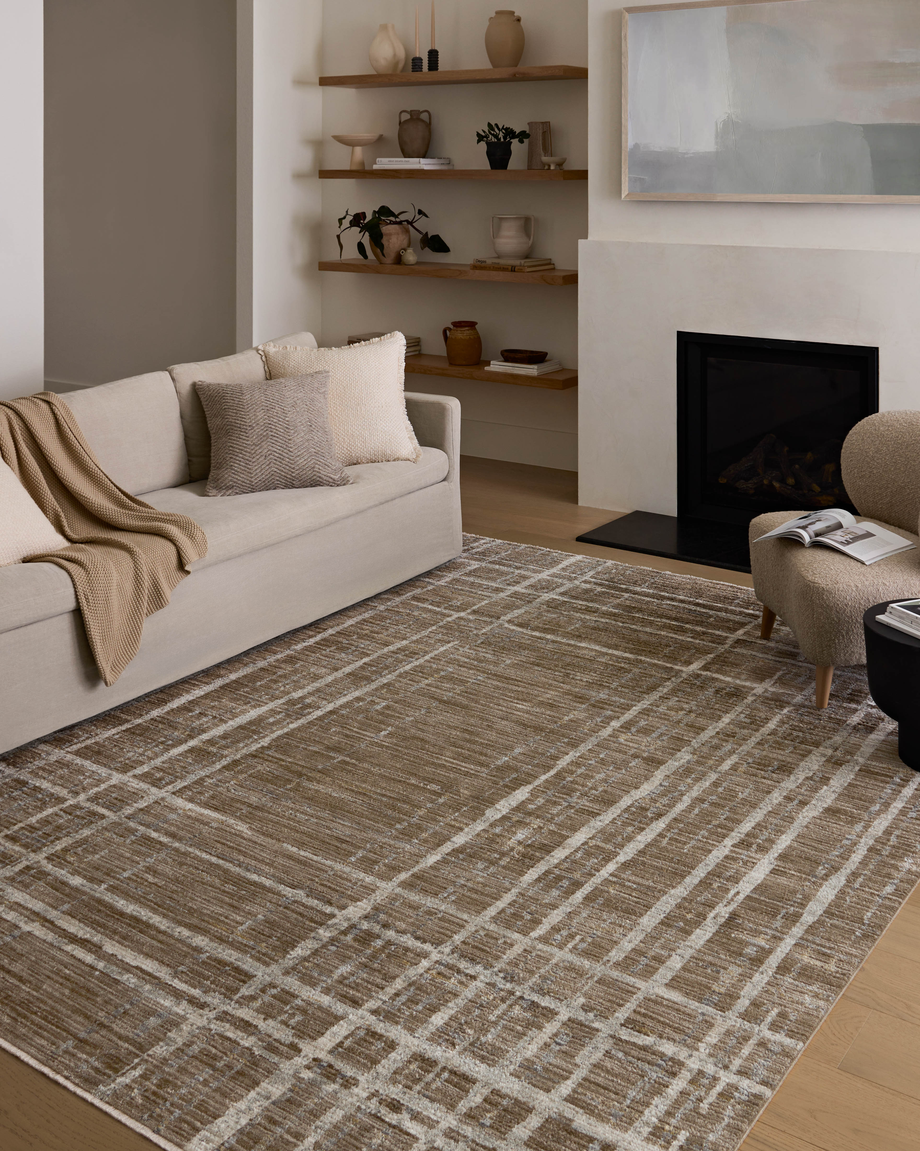 Loloi Wade Brown / Stone Square Rug RUGS - synthetic Loloi