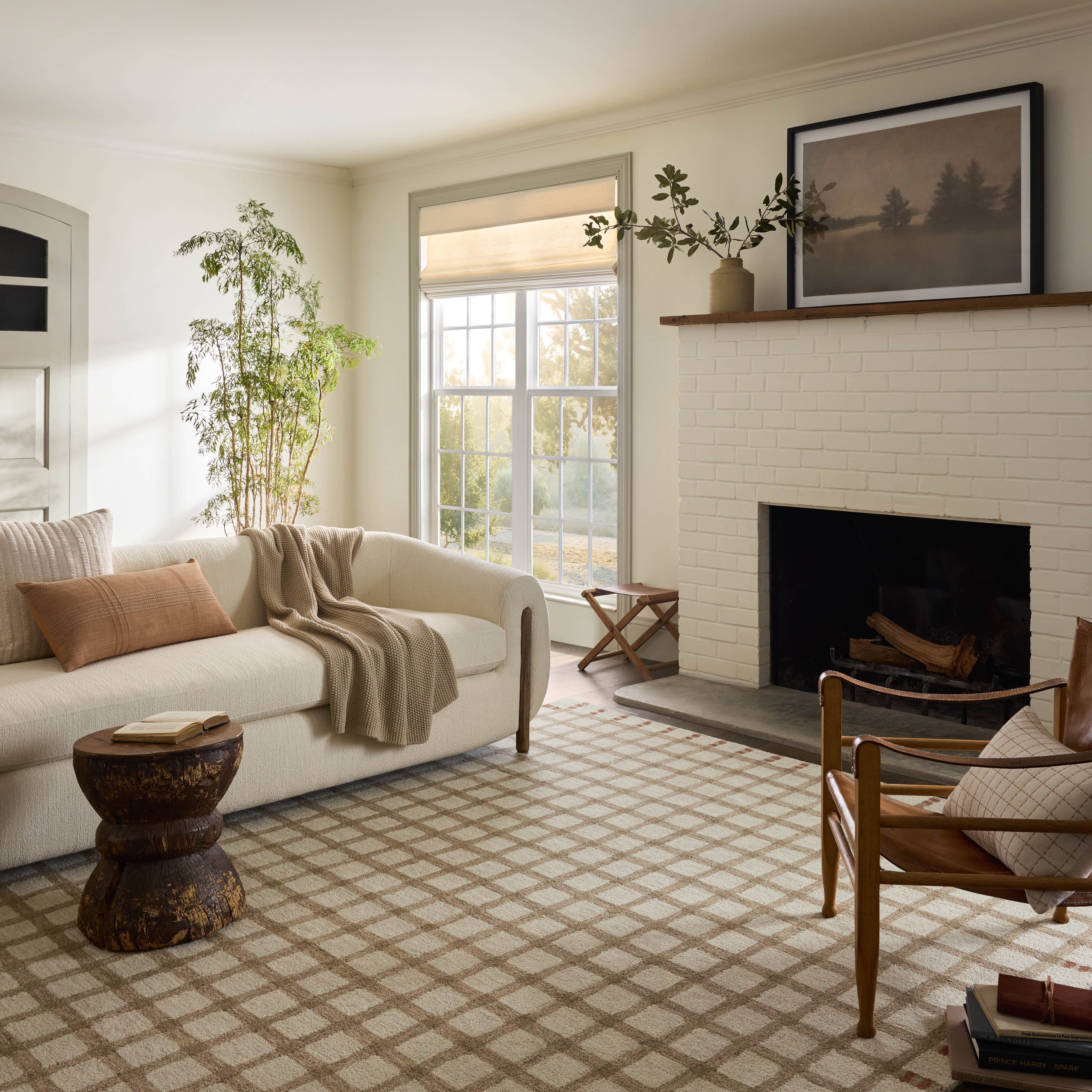 Magnolia Home by Joanna Gaines x Loloi Waylon Natural / Rust Rug RUGS - wool Loloi