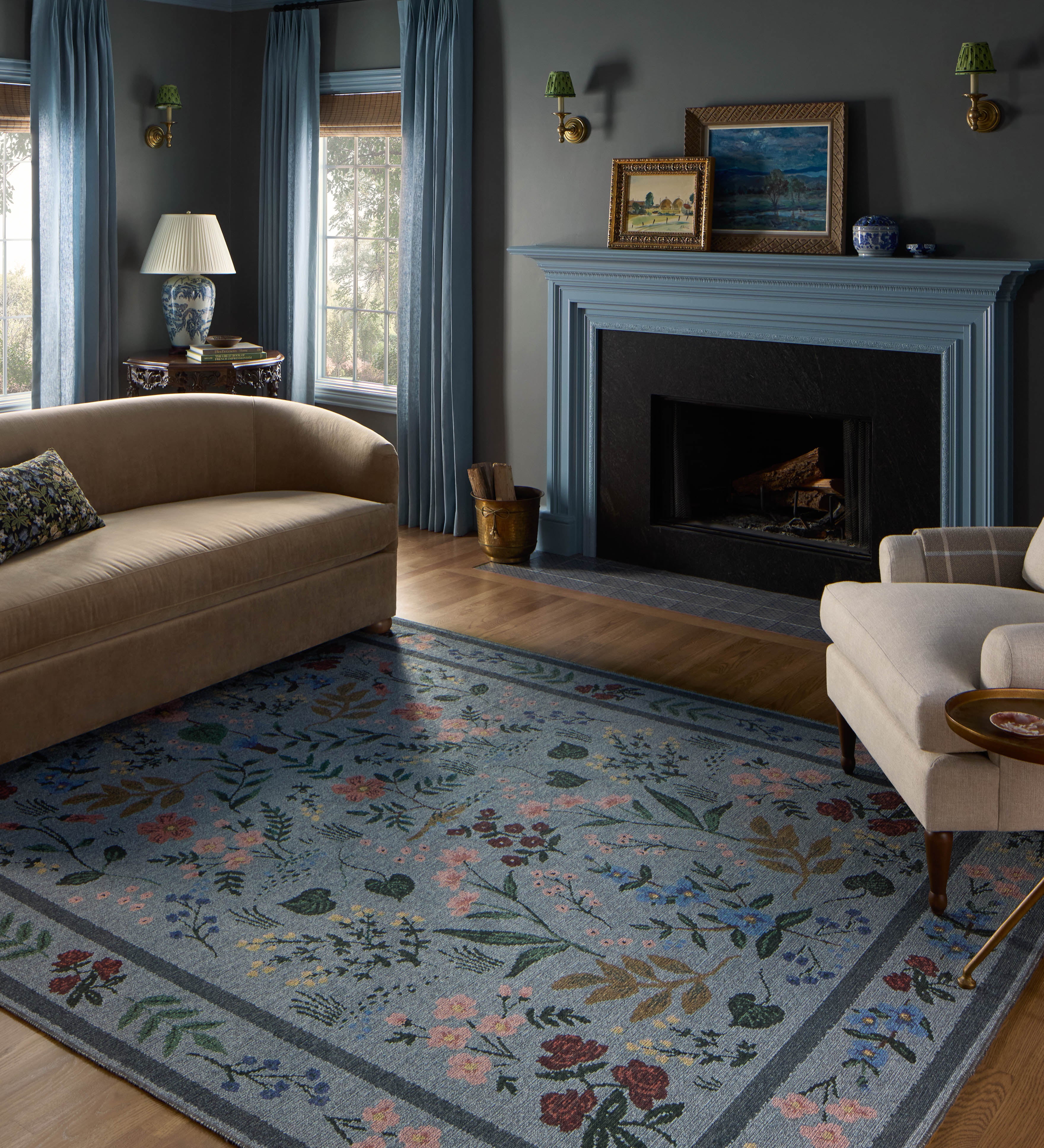 Rifle Paper Co. x Loloi Wildwood Blue Rug RUGS-patterned Loloi