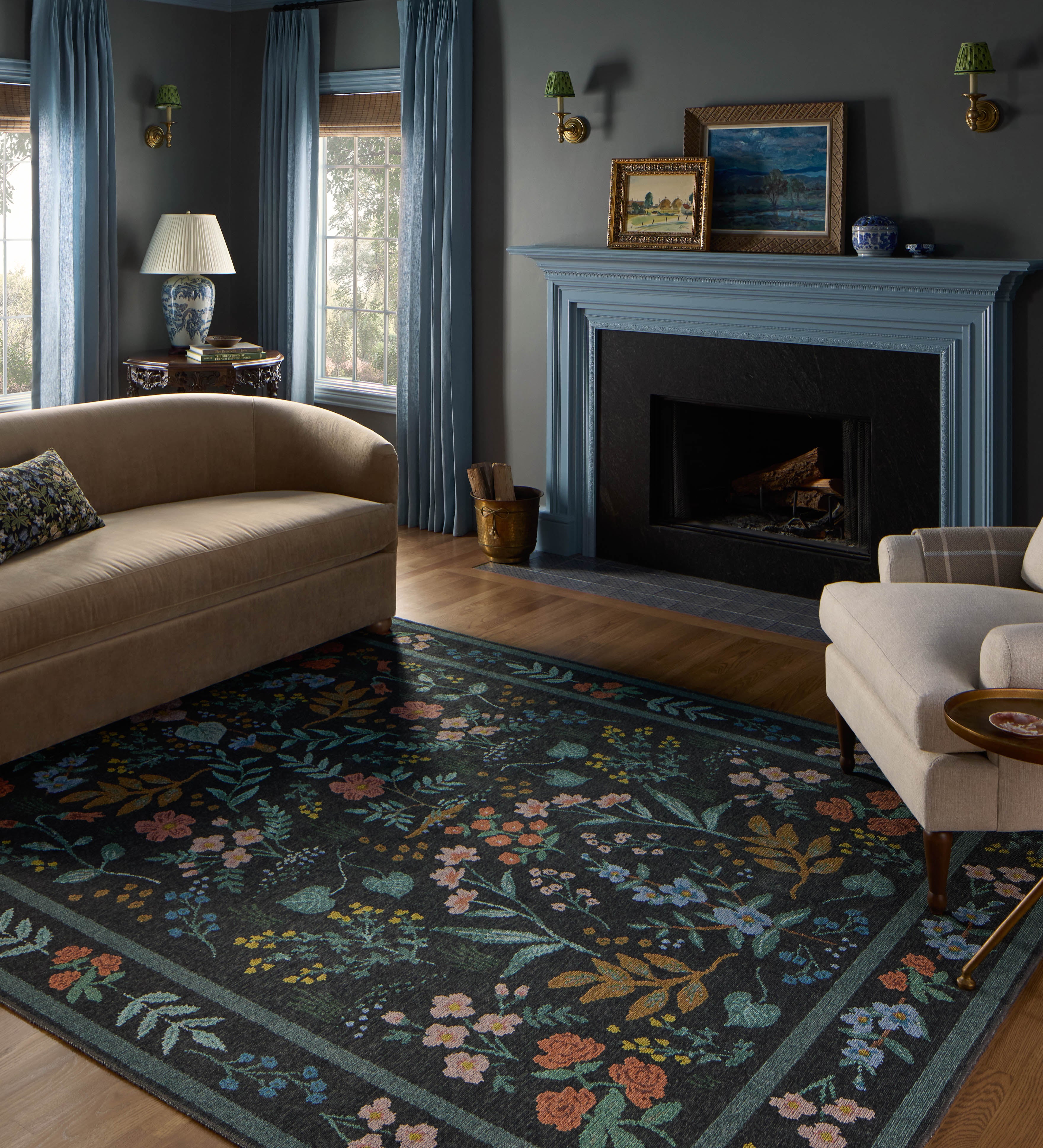 Rifle Paper Co. x Loloi Wildwood Charcoal Rug RUGS-patterned Loloi
