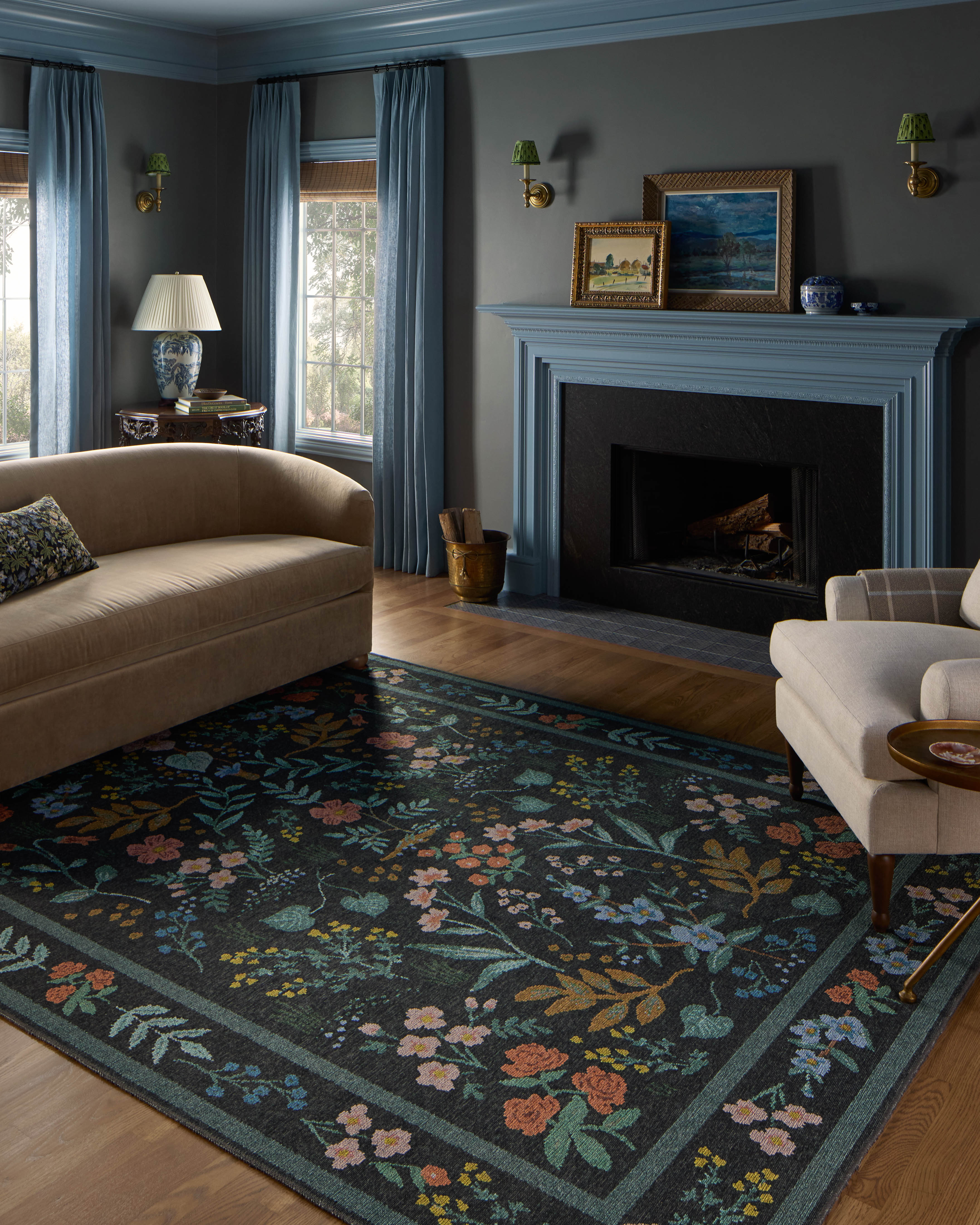 Rifle Paper Co. x Loloi Wildwood Charcoal Rug RUGS-patterned Loloi