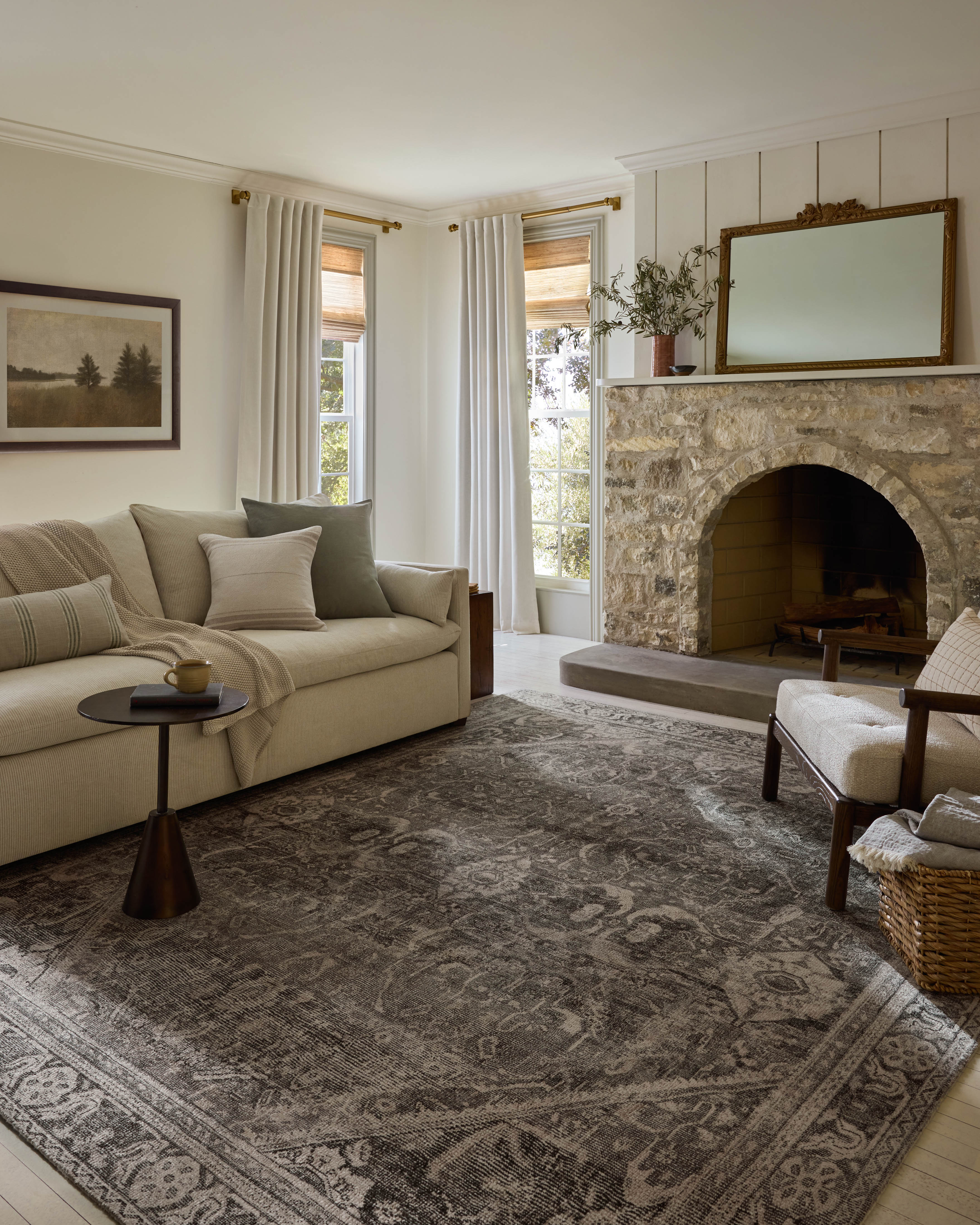 Magnolia Home by Joanna Gaines x Loloi Wimberly Ink / Bone Rug RUGS - synthetic Loloi