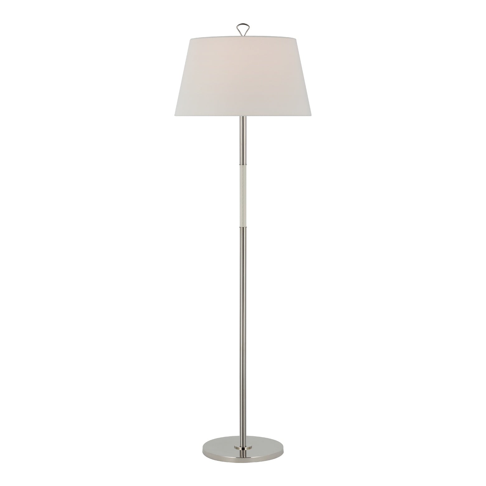 Griffin Large Floor Lamp LIGHTING - floor lamp Visual Comfort Polished Nickel and Parchment Leather