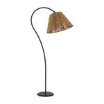 Dume Large Arched Floor Lamp LIGHTING - floor lamp Visual Comfort Aged Iron 8" x 18" x 12" Natural Abaca
