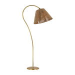 Dume Large Arched Floor Lamp LIGHTING - floor lamp Visual Comfort Hand-Rubbed Antique Brass 8" x 18" x 12" Natural Abaca