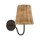 Lyndsie Small Sconce LIGHTING - sconce Visual Comfort Aged Iron 4" x 6" x 6.5" Natural Wicker