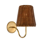 Lyndsie Small Sconce LIGHTING - sconce Visual Comfort Hand-Rubbed Antique Brass 4" x 6" x 6.5" Dark Wicker