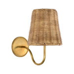 Lyndsie Small Sconce LIGHTING - sconce Visual Comfort Hand-Rubbed Antique Brass 4" x 6" x 6.5" Natural Wicker