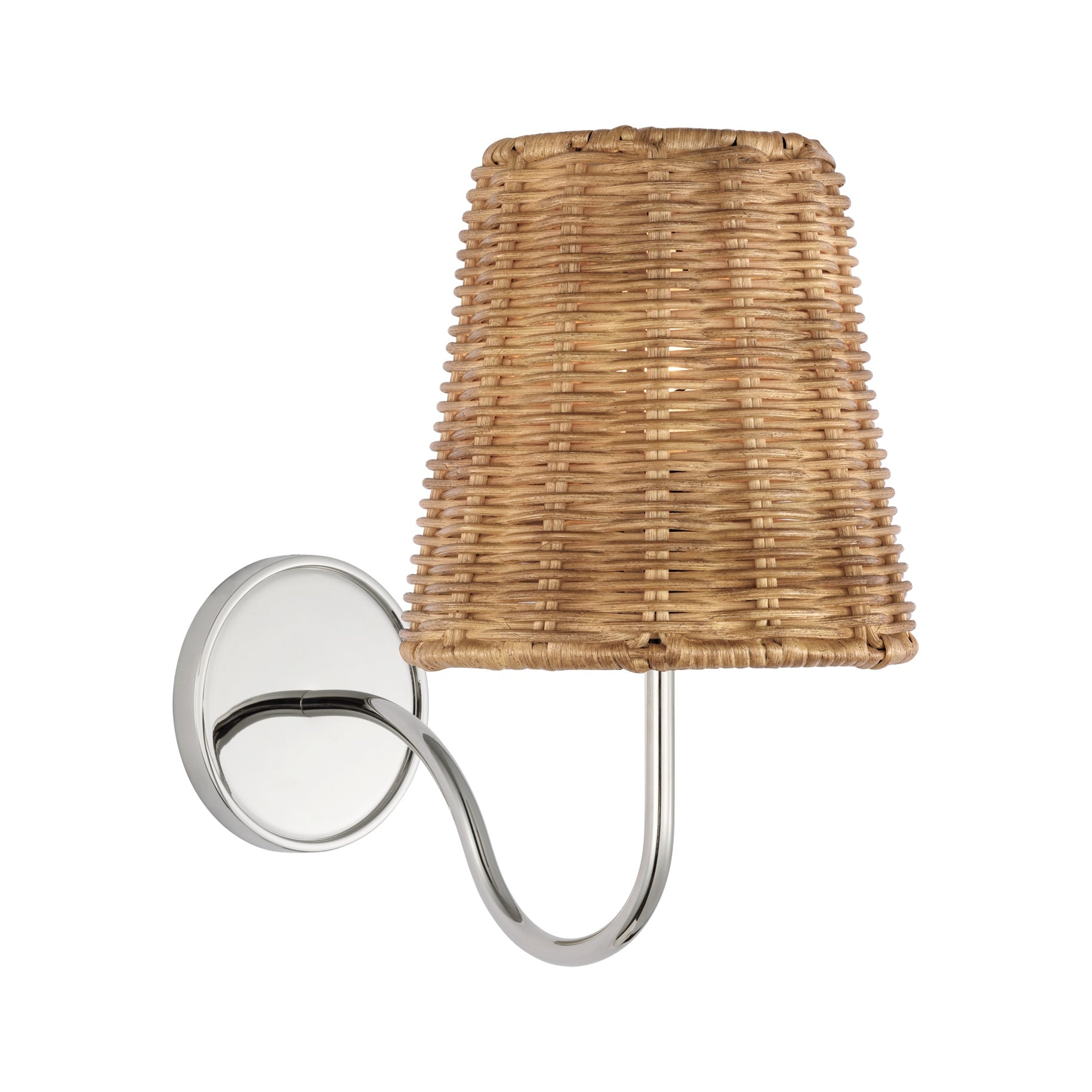 Lyndsie Small Sconce LIGHTING - sconce Visual Comfort Polished Nickel 4" x 6" x 6.5" Natural Wicker