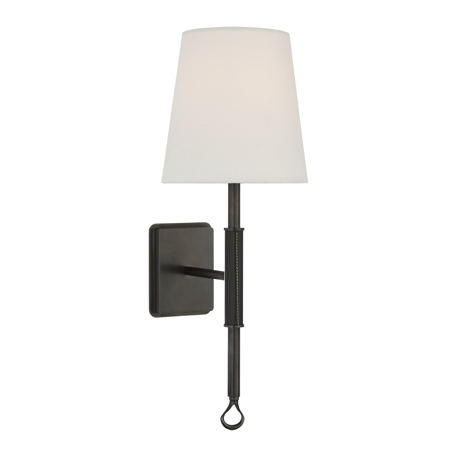 Griffin Sconce, Bronze and Chocolate Leather