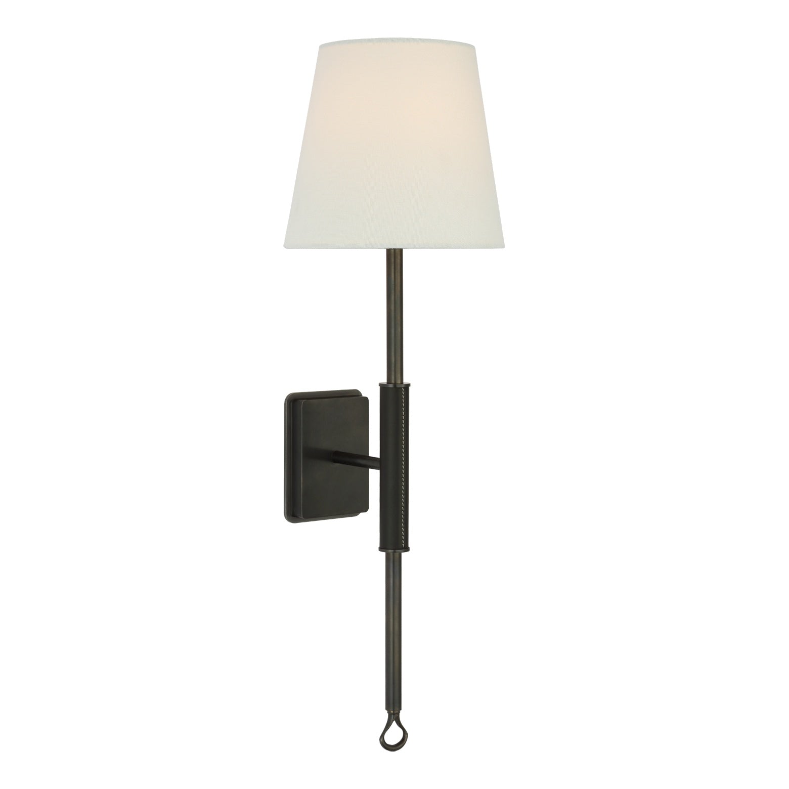 Griffin Tail Sconce, Bronze and Chocolate Leather