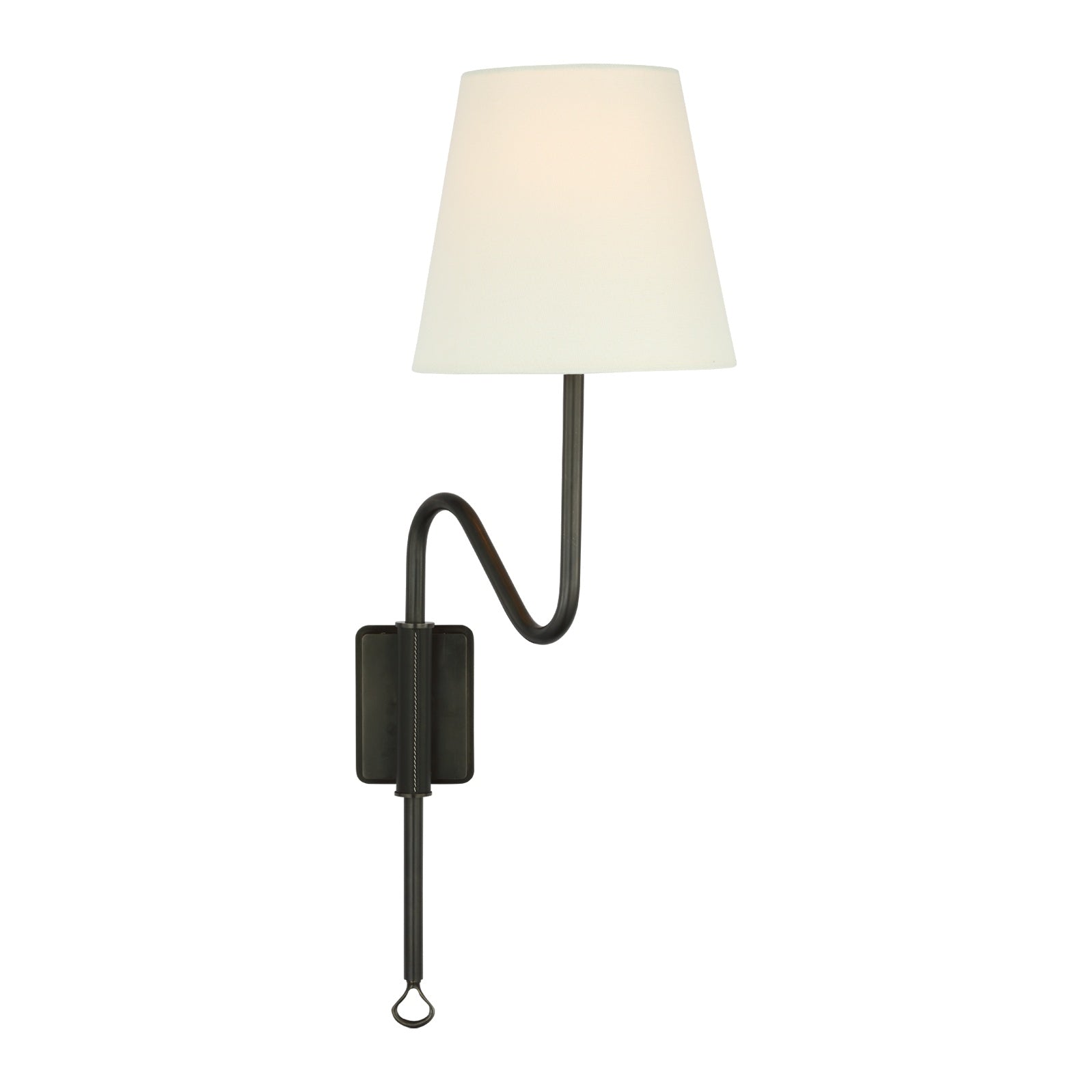 Griffin Articulating Sconce, Bronze and Chocolate Leather