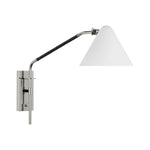 Laken Medium Articulating Wall Light LIGHTING - sconce Visual Comfort - Signature Polished Nickel and Black Rattan Matte White