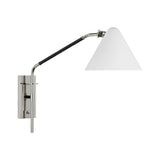 Laken Medium Articulating Wall Light LIGHTING - sconce Visual Comfort - Signature Polished Nickel and Black Rattan Matte White