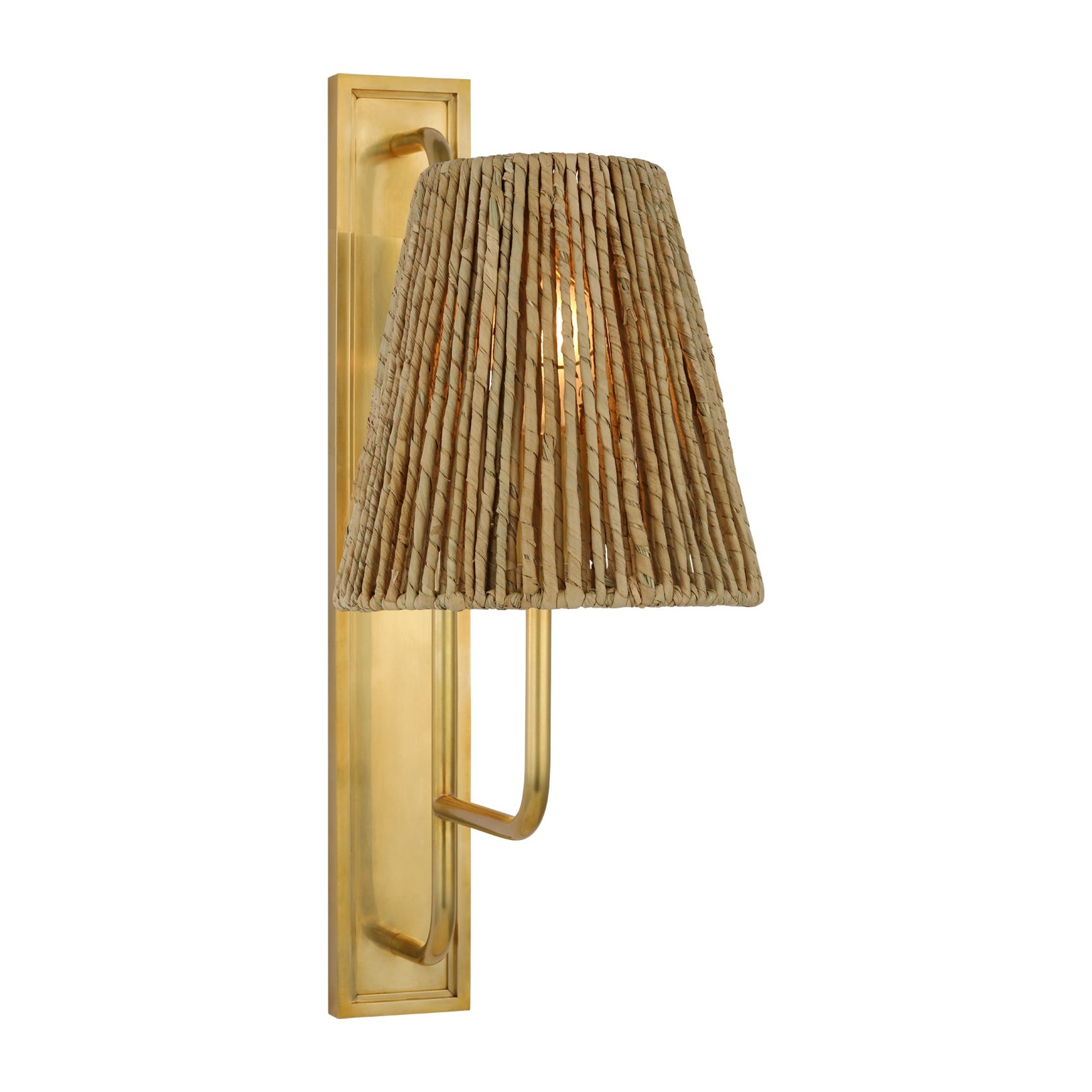 Rui Tall Sconce LIGHTING - sconce Visual Comfort Aged Iron 4.5" x 8" x 8.5" Natural Abaca