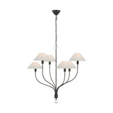 Griffin Large Staggered Tail Chandelier LIGHTING - chandelier Visual Comfort - Signature Bronze and Chocolate Leather