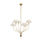 Griffin Large Staggered Tail Chandelier LIGHTING - chandelier Visual Comfort - Signature Hand-Rubbed Antique Brass and Saddle Leather