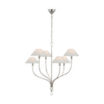 Griffin Large Staggered Tail Chandelier LIGHTING - chandelier Visual Comfort - Signature Polished Nickel and Parchment Leather