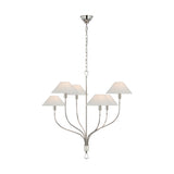 Griffin Large Staggered Tail Chandelier LIGHTING - chandelier Visual Comfort - Signature Polished Nickel and Parchment Leather
