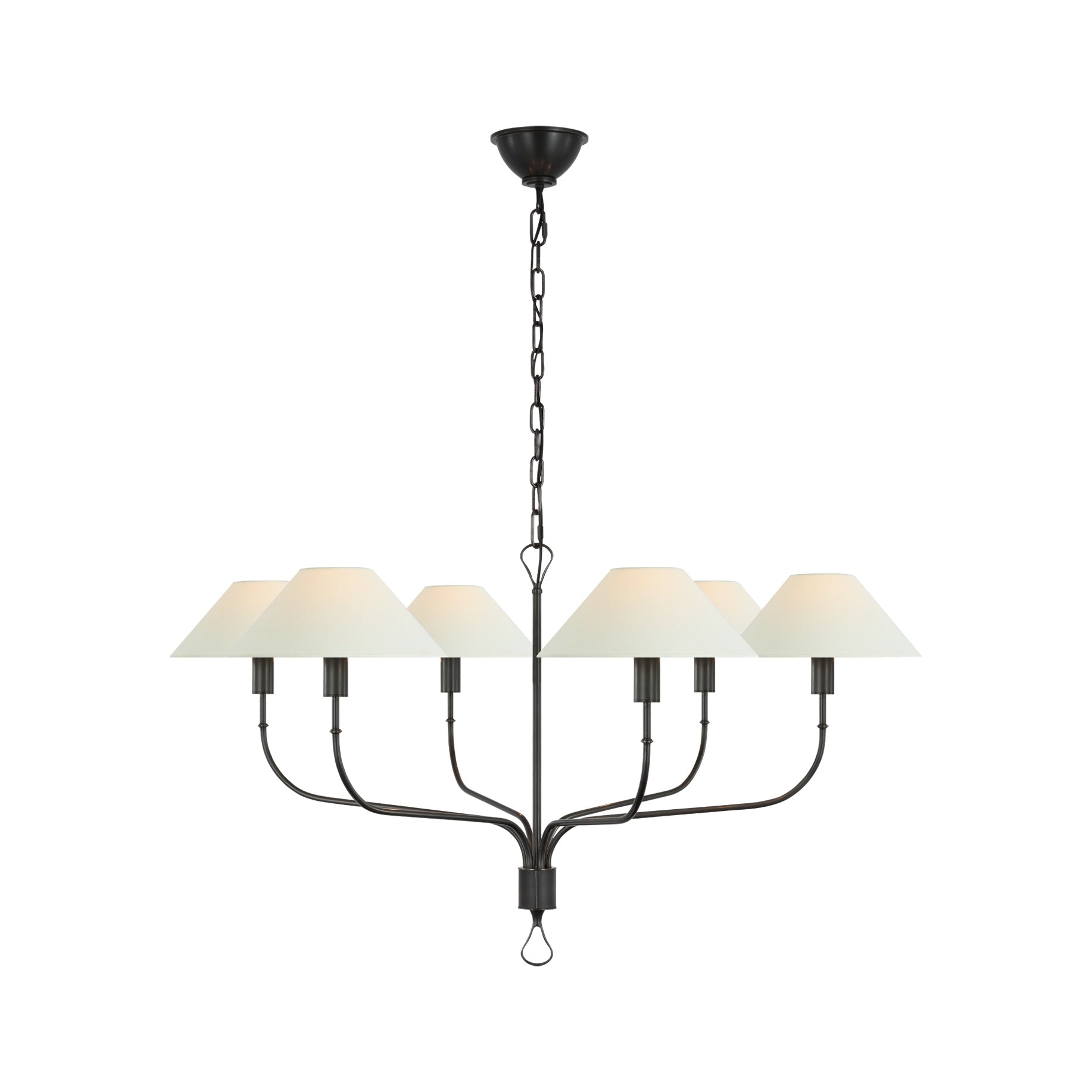 Griffin Extra Large Tail Chandelier LIGHTING - chandelier Visual Comfort - Signature Bronze and Chocolate Leather