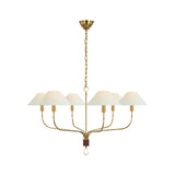 Griffin Grande Tail Chandelier LIGHTING - chandelier Visual Comfort Hand-Rubbed Antique Brass and Saddle Leather