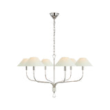Griffin Grande Tail Chandelier LIGHTING - chandelier Visual Comfort Polished Nickel and Parchment Leather