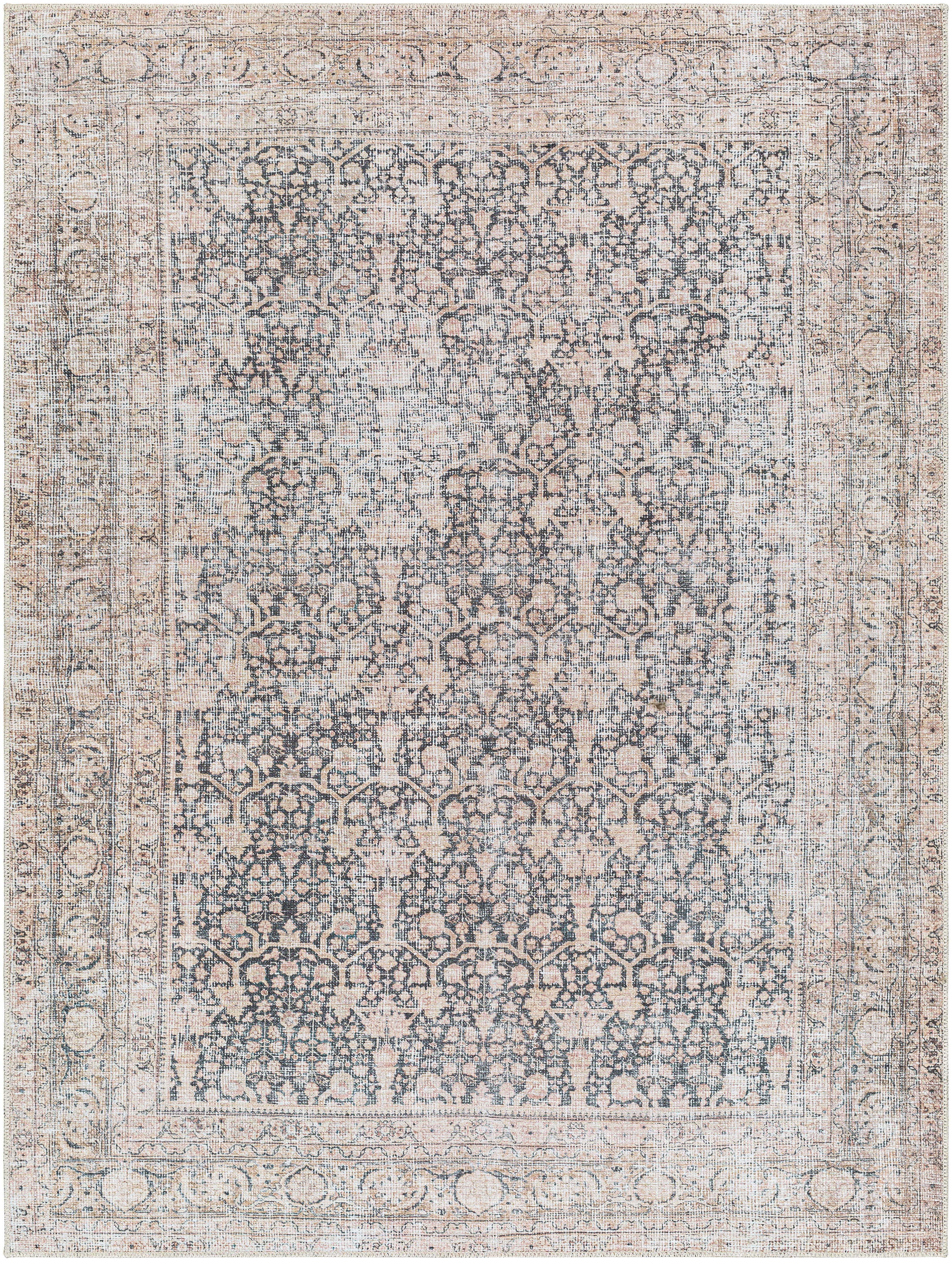 Aria Navy / Blush Washable Rug RUGS - synthetic Surya