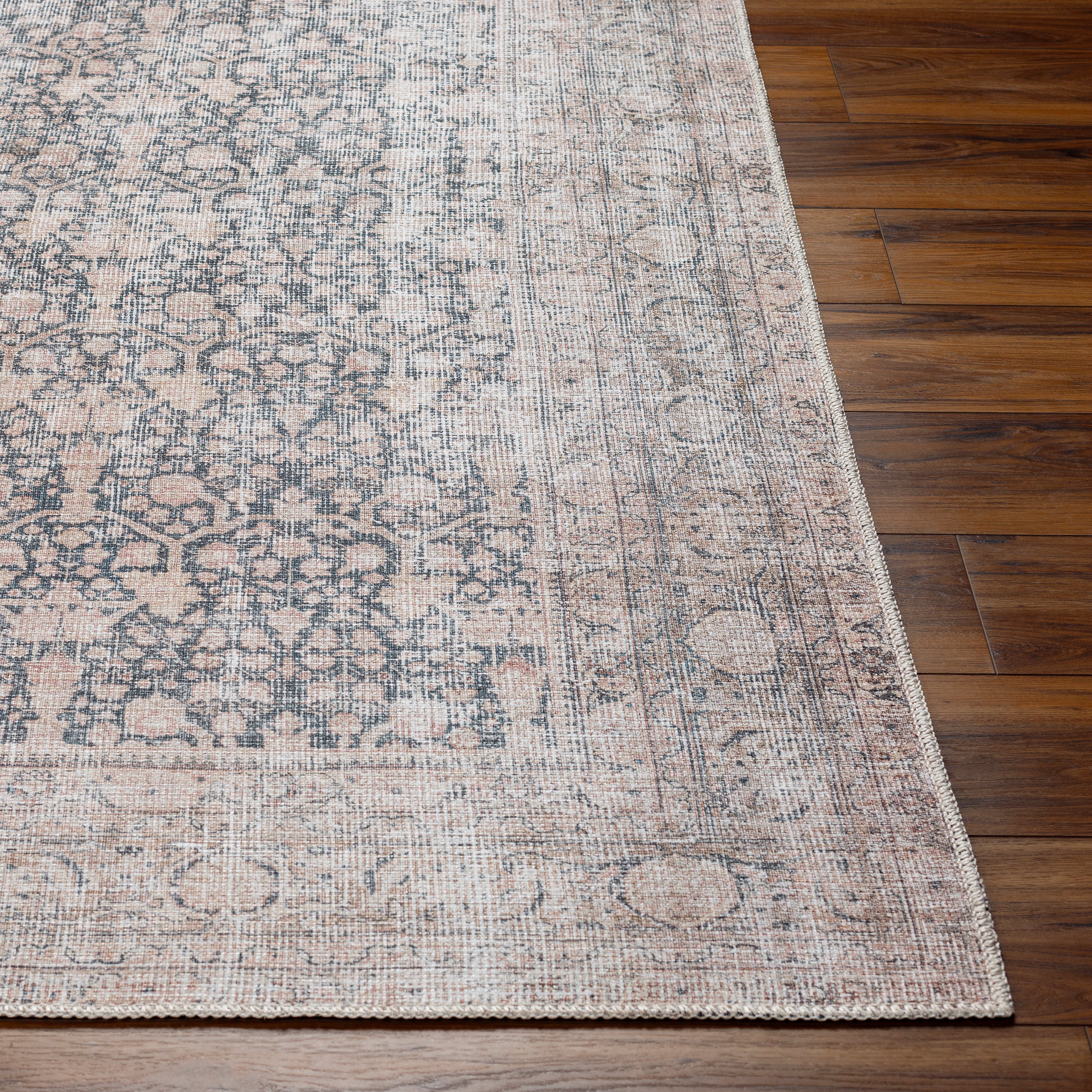 Aria Navy / Blush Washable Rug RUGS - synthetic Surya