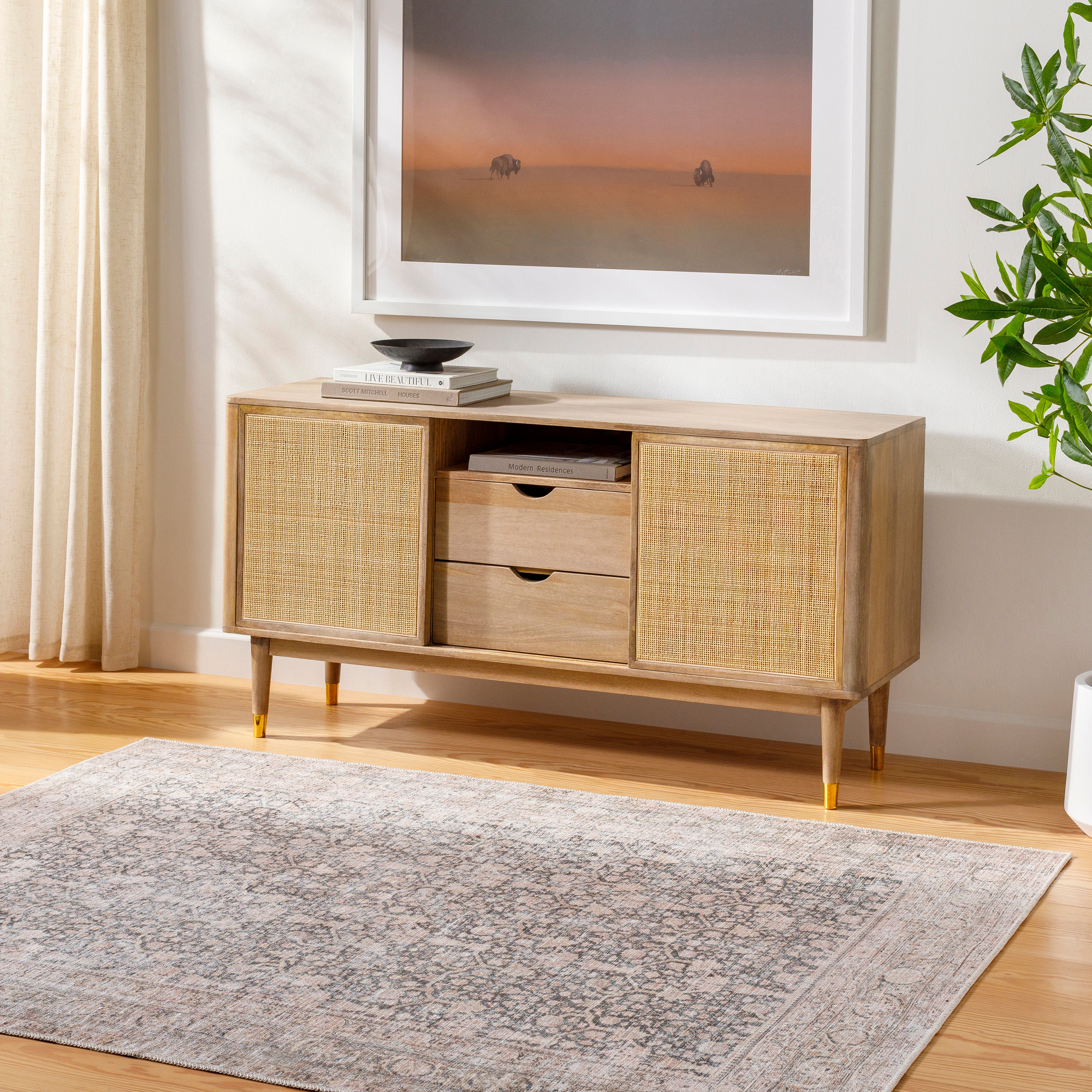 Aria Navy / Blush Washable Rug RUGS - synthetic Surya