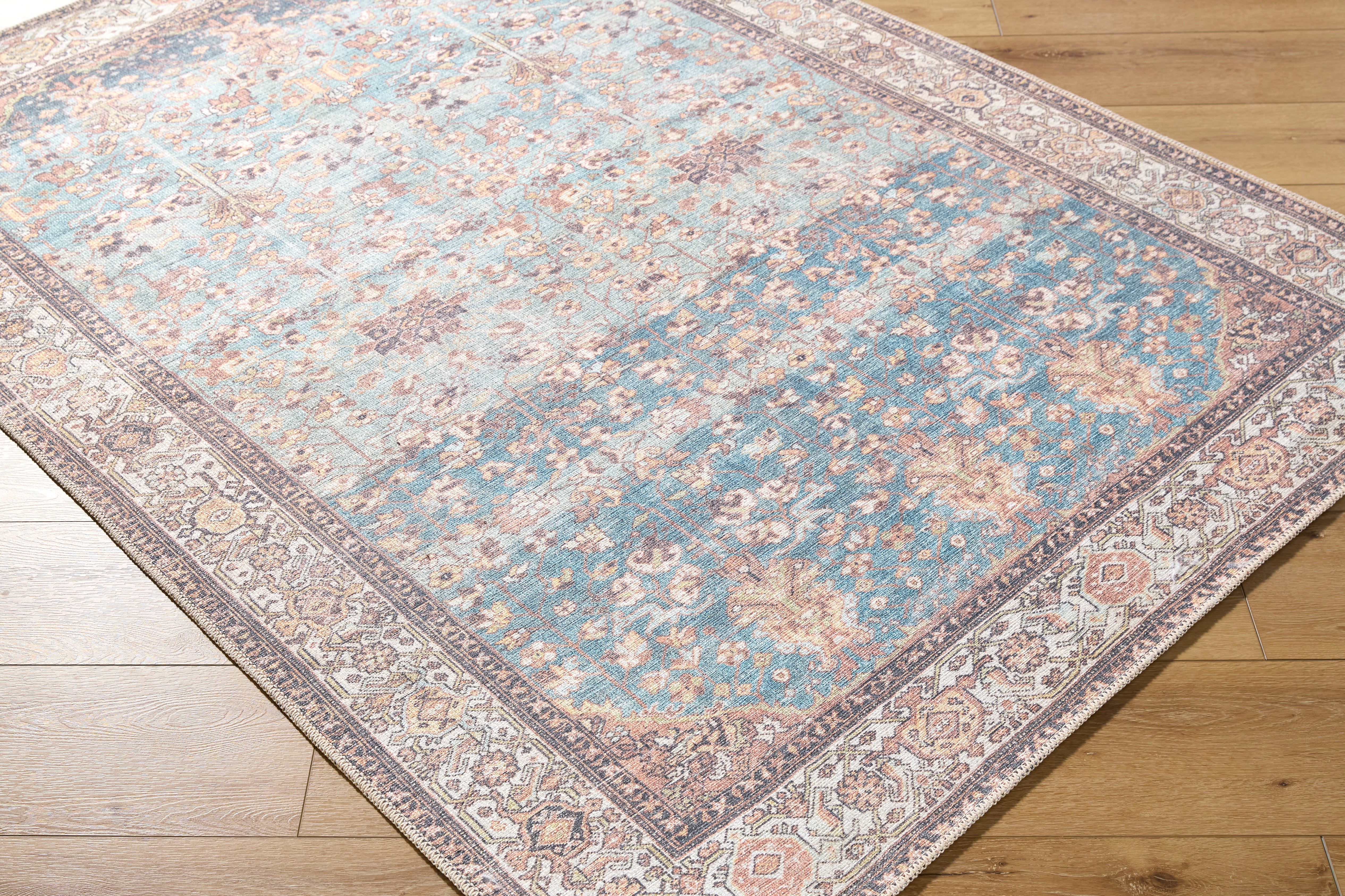 Aria Ocean / Clay Washable Rug RUGS - synthetic Surya