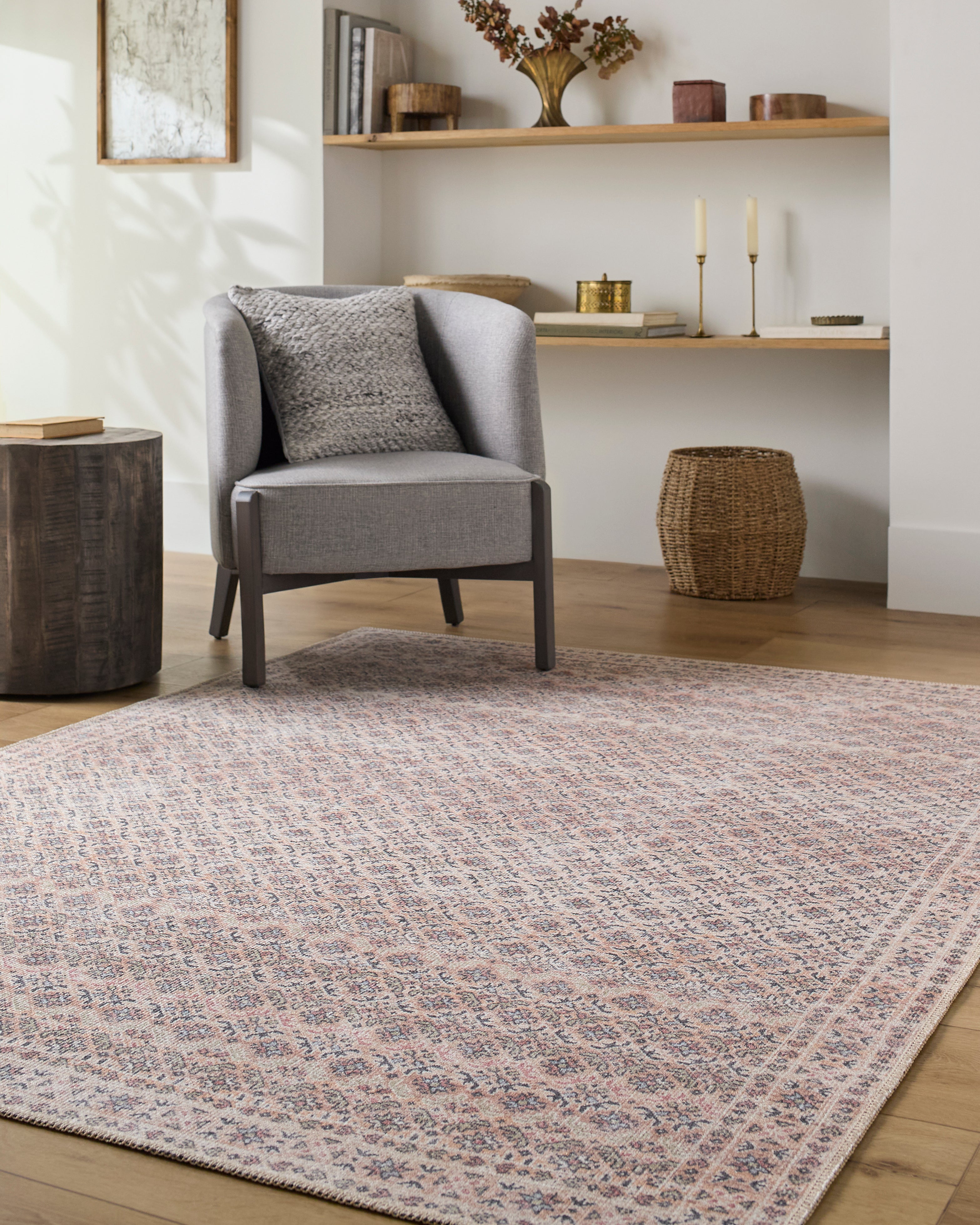 Aria Blush / Mocha Washable Rug RUGS - synthetic Surya