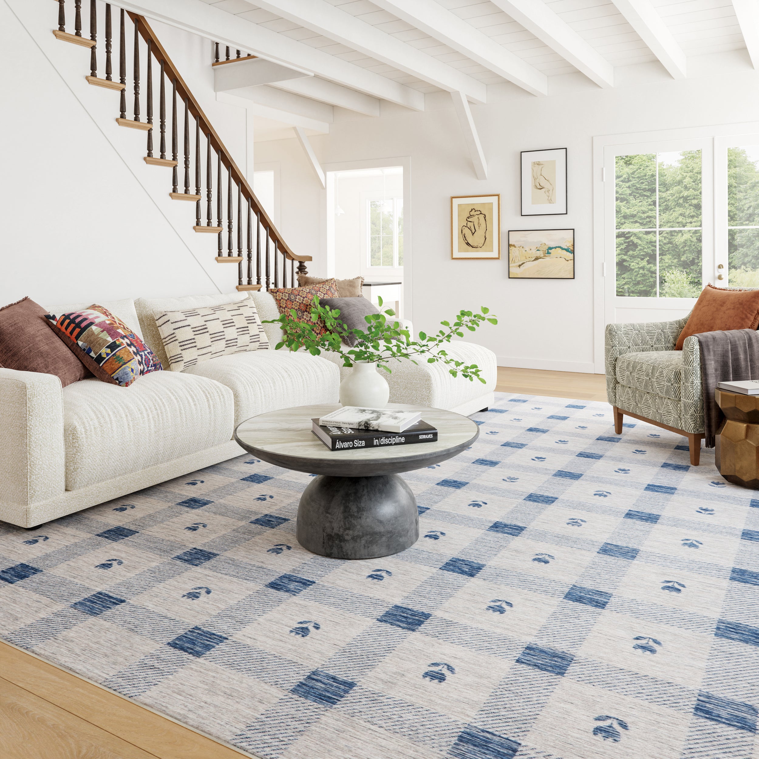 Valen Modern Plaid Machine Washable Rug RUGS - synthetic Dash & Albert