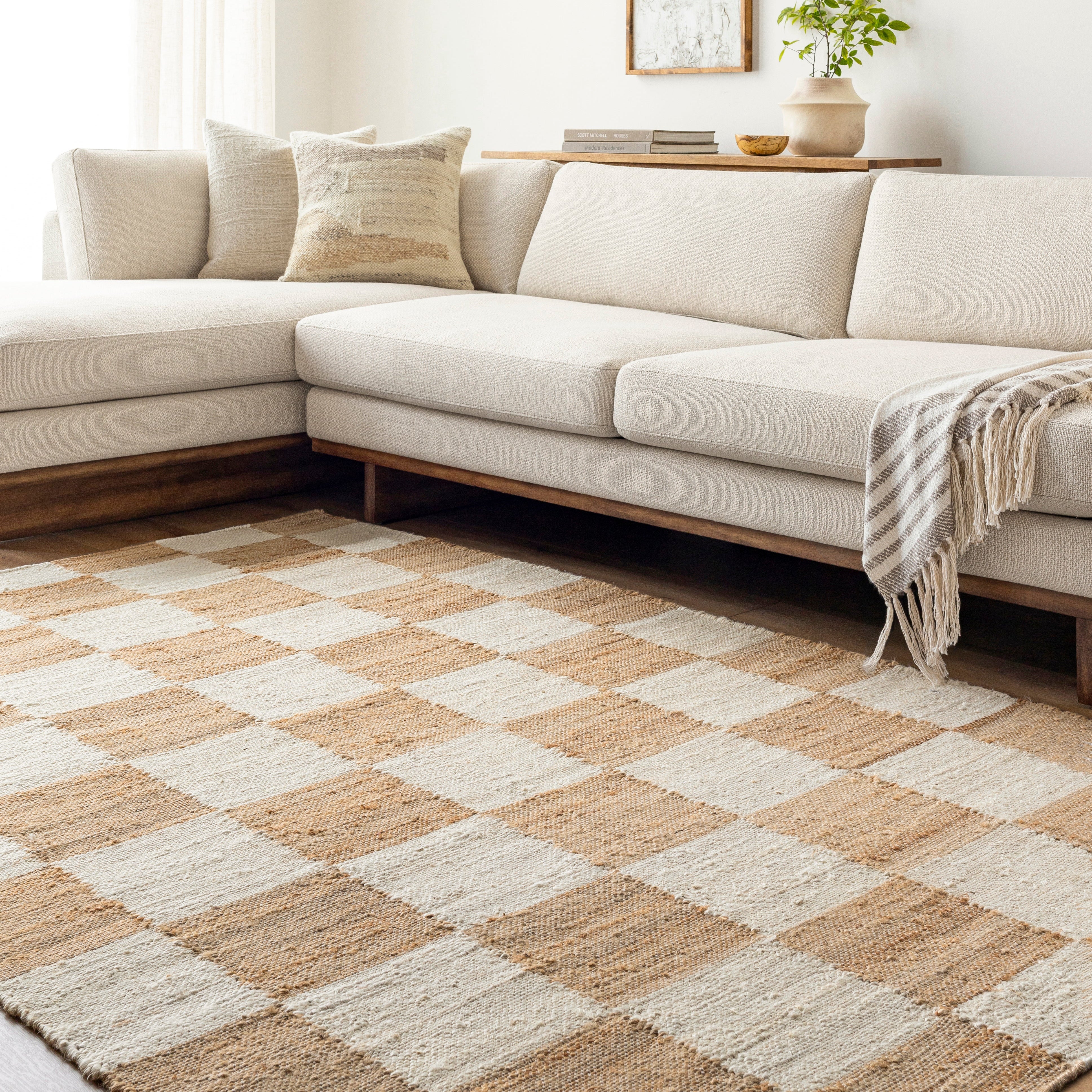 Becki Owens Kamey Checkered Jute Rug 0-RUGS - jute Surya