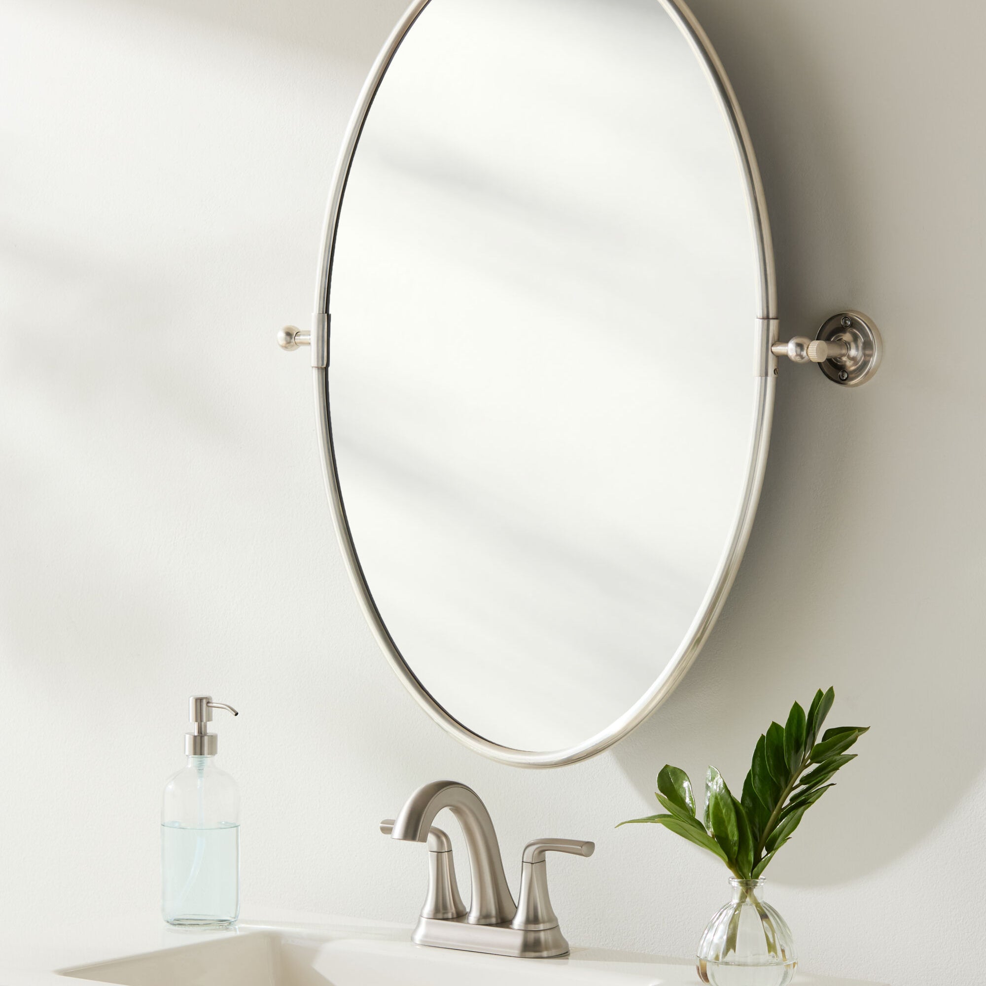 Brix Oval Silver Accent Mirror MIRROR - Accent Mirror Surya