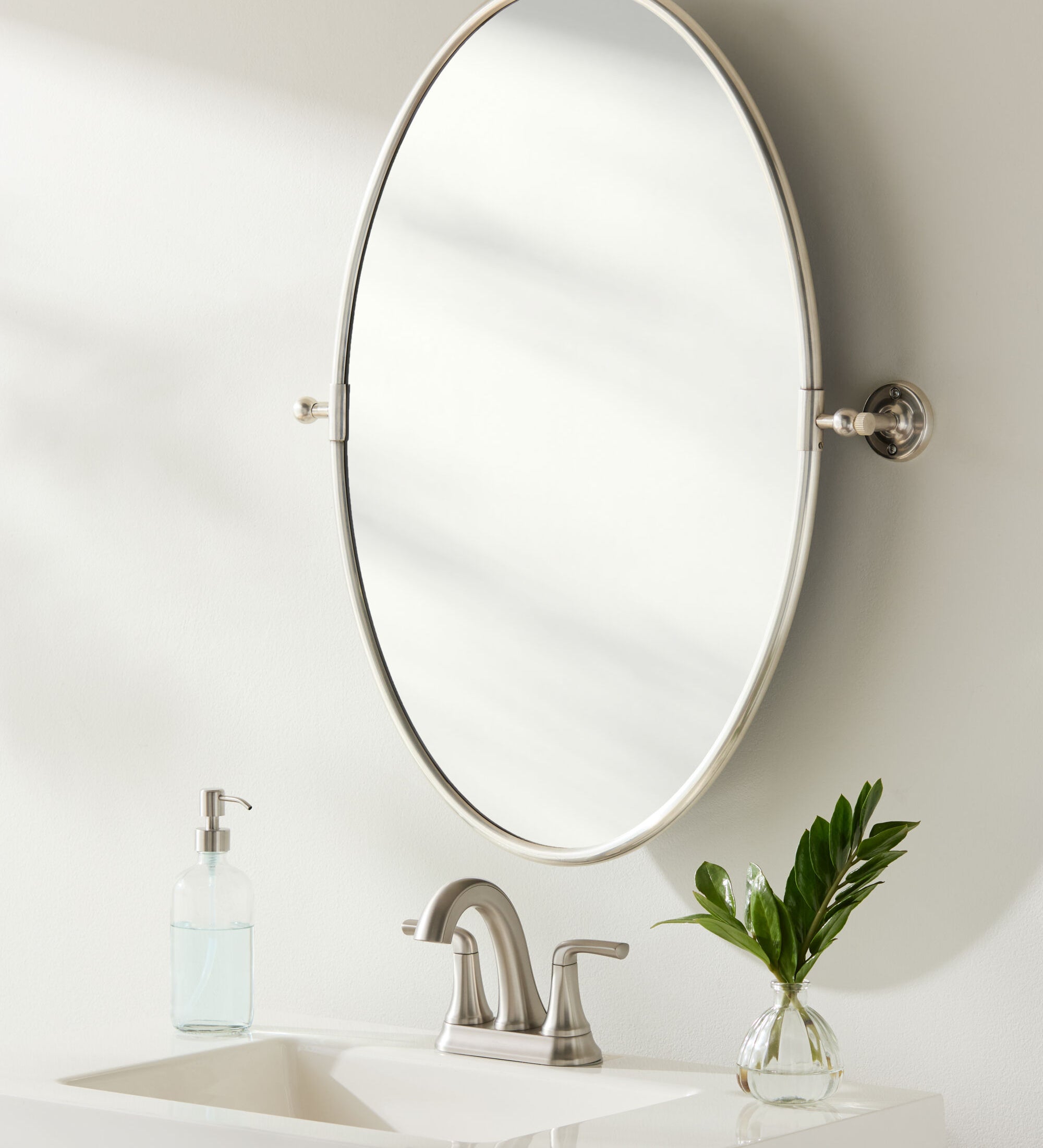 Brix Oval Silver Accent Mirror MIRROR - Accent Mirror Surya