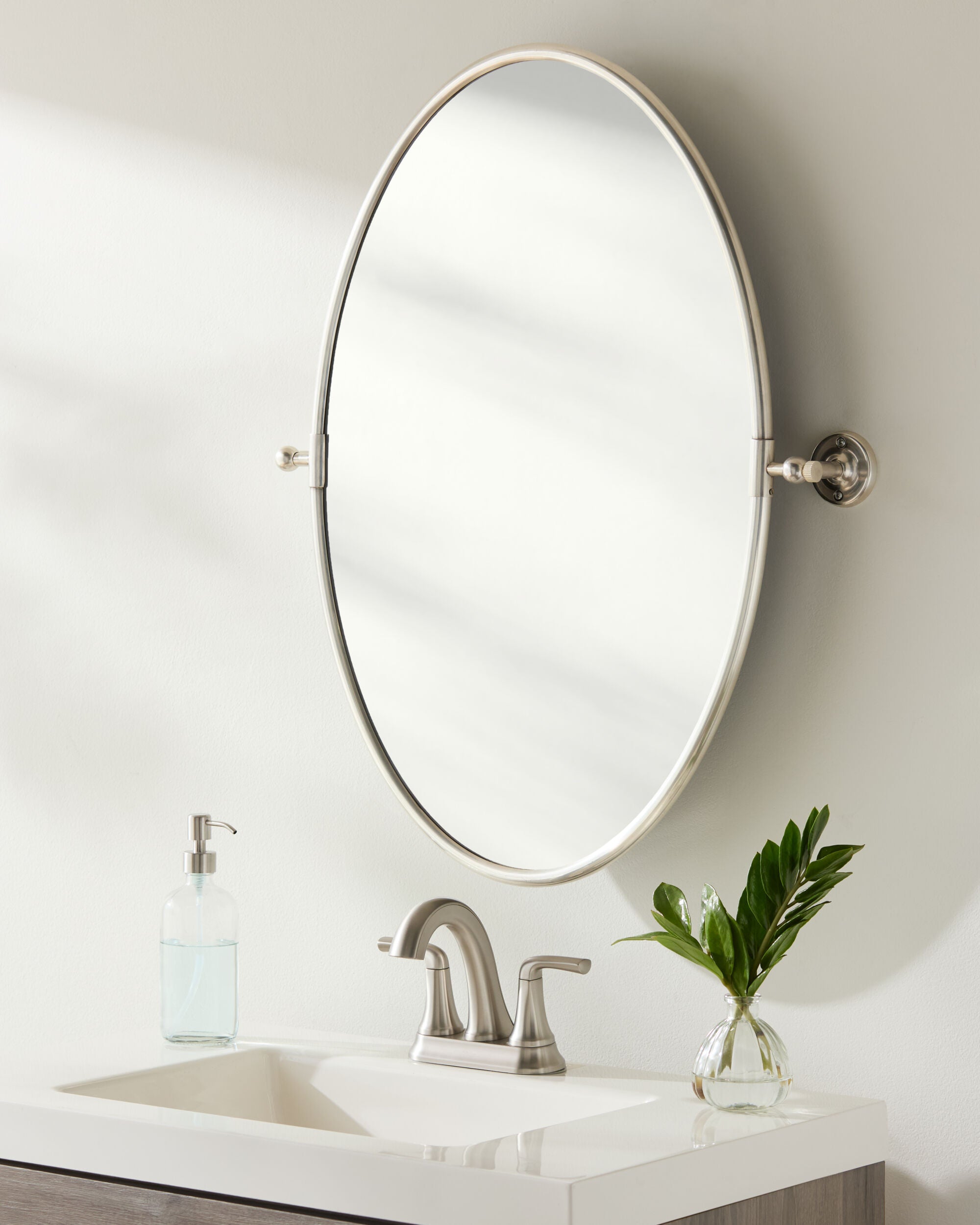 Brix Oval Silver Accent Mirror MIRROR - Accent Mirror Surya